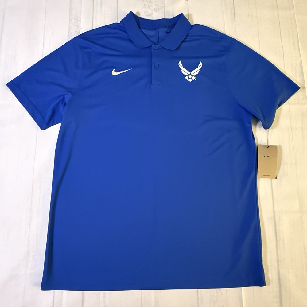 Nike Polo Shirt Mens Victory Royal Blue USAF Air Force Dri-FIT SS Falcons Large